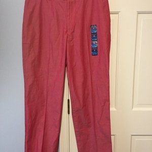 SADDLEBRED MEN'S CHAMBRAY DRESS PANTS 36W X 32L  RED STRAIGHT LEG FLAT FRONT